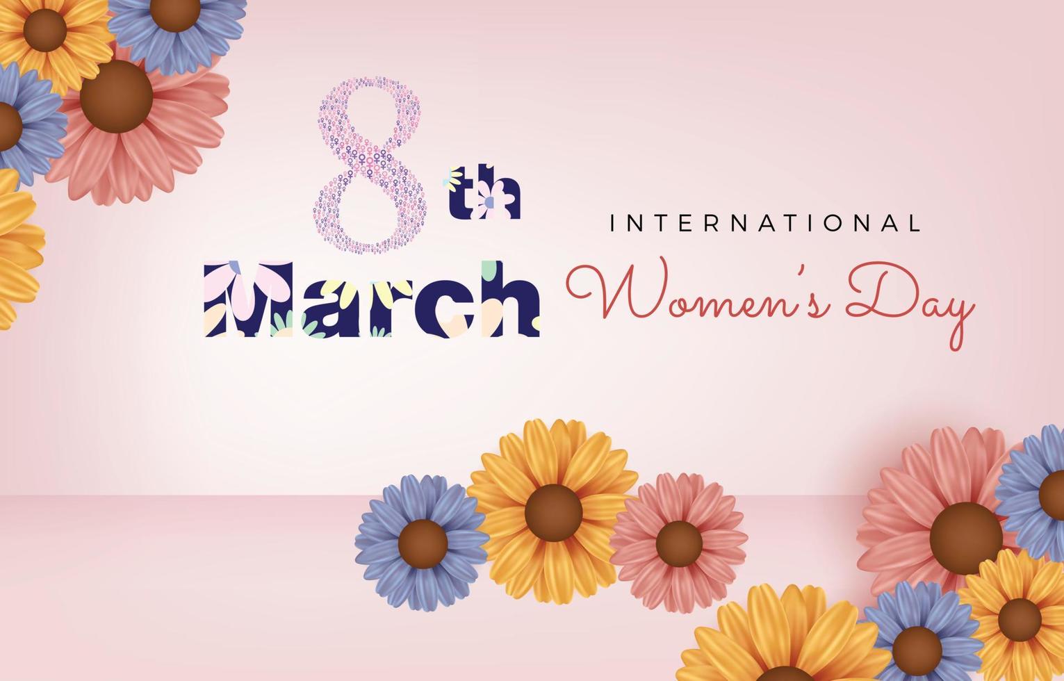 Happy womens day butterfly flower eight march vector