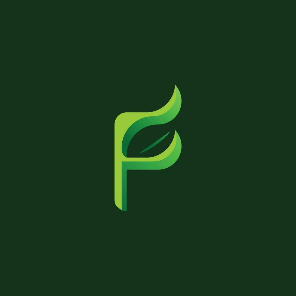 Creative F-letter leaf logo. Gradient logo designs. Isolated green background vector