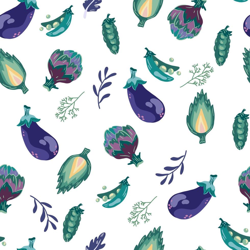 patrón sin costuras de verduras. tomates frescos, aguacate, repollo. textura de dibujos animados de nutrición saludable. ilustraciones escandinavas de alimentos orgánicos. textil de cocina plano dibujado a mano sobre el fondo blanco. vector