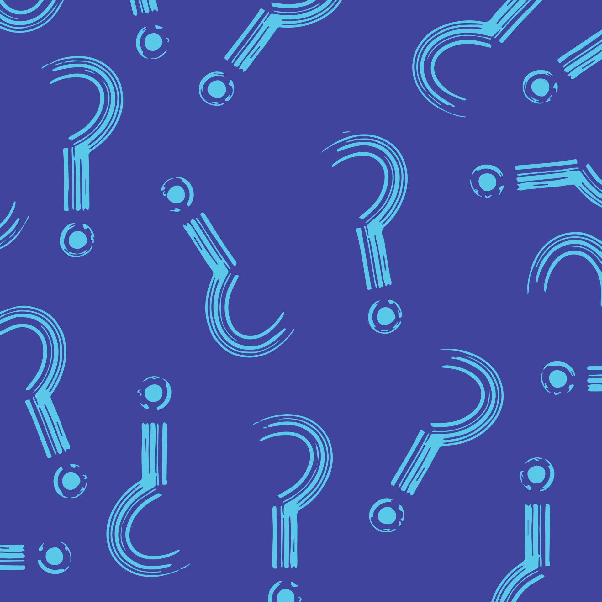 Blue question marks letter sign vector background template with blue