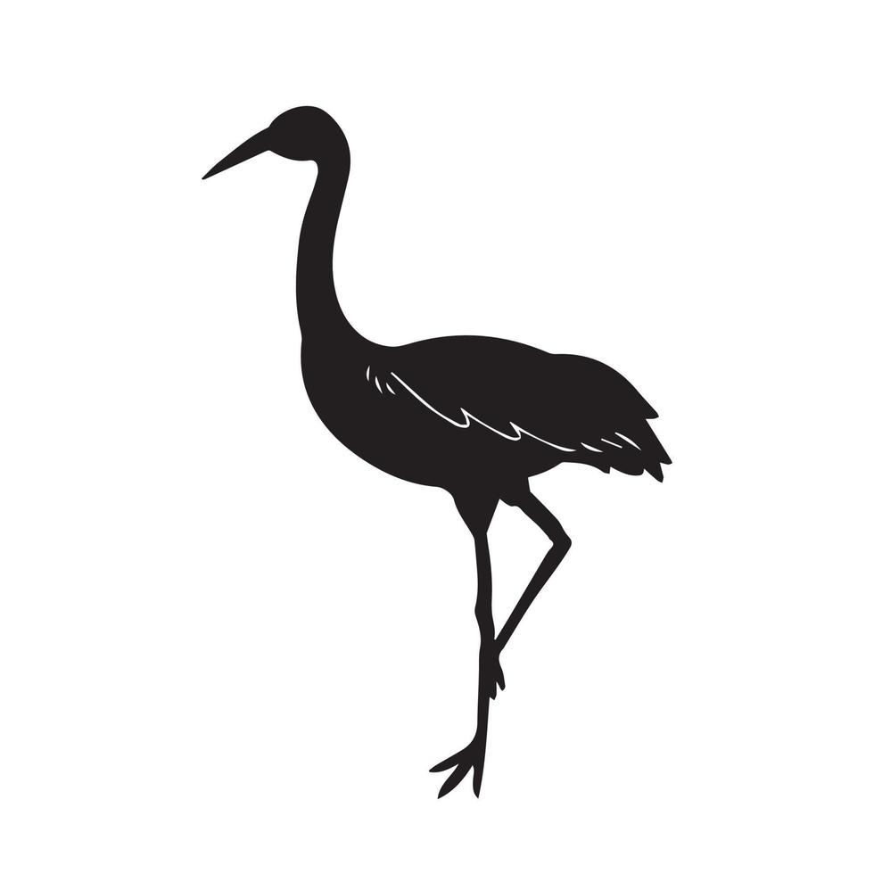 común japonés grúa pájaro vector icono animal silueta ilustración aislado sobre fondo blanco. dibujo de naturaleza animal de zoológico plano simple con estilo de arte de dibujos animados.