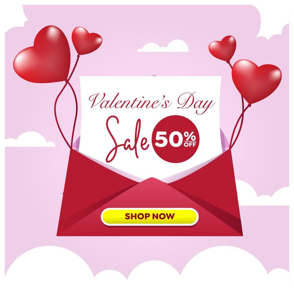 Valentine's Envelope with Paper Hearts. promotion Vector Illustration.