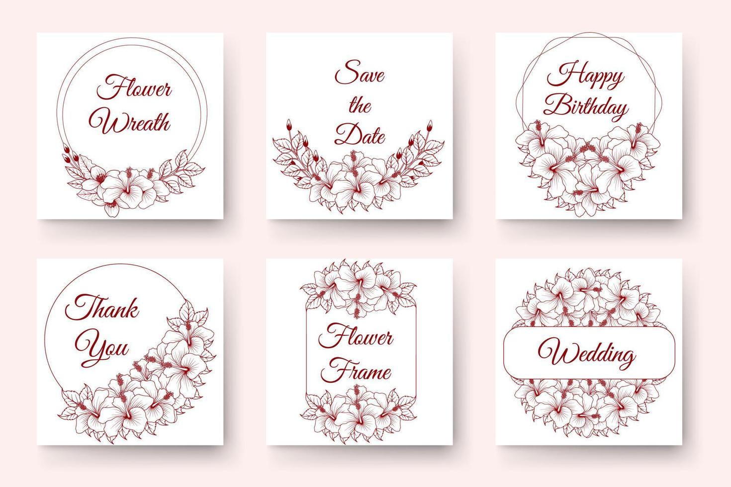 Hand drawn flower wreath design with floral elements for birthday new year wedding invitation Card vector