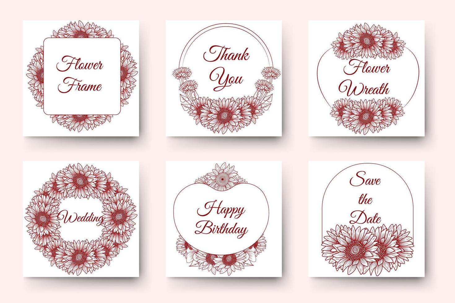 diseño de corona de flores dibujadas a mano con elementos florales para tarjeta de invitación de boda de año nuevo de cumpleaños vector