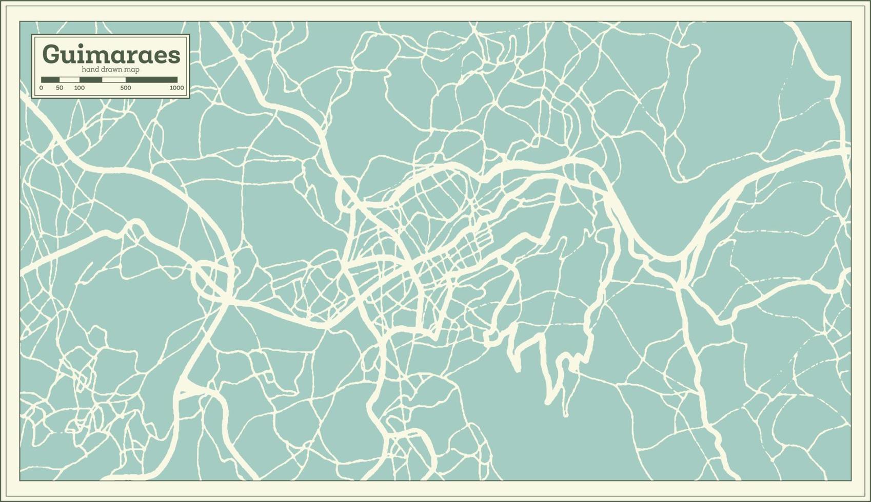 mapa de la ciudad de guimaraes portugal en estilo retro. vector