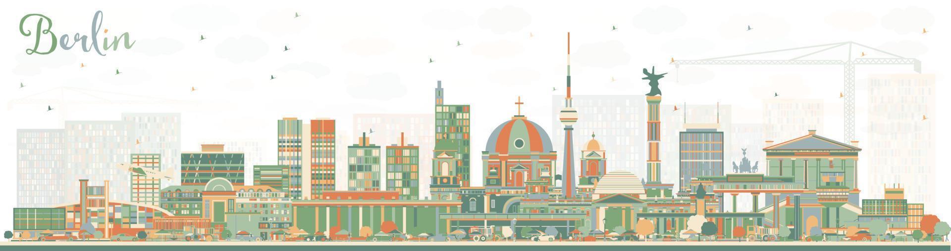 Berlin Germany City Skyline with Color Buildings. vector