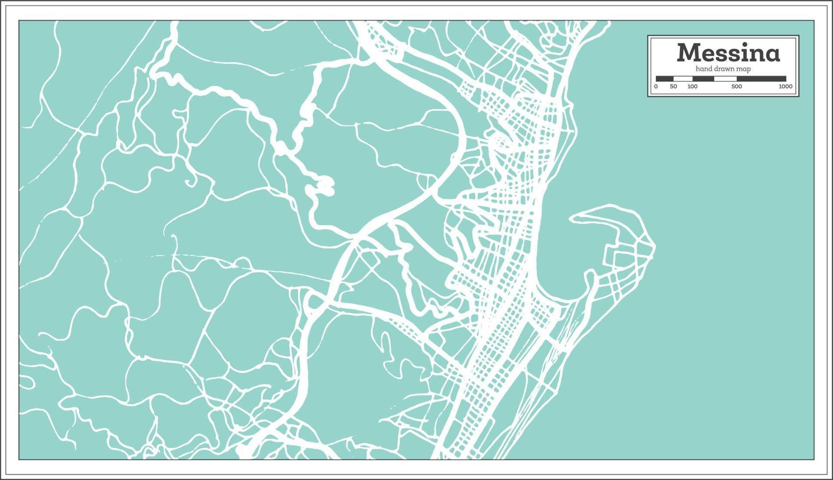 Messina Italy City Map in Retro Style. Outline Map. vector