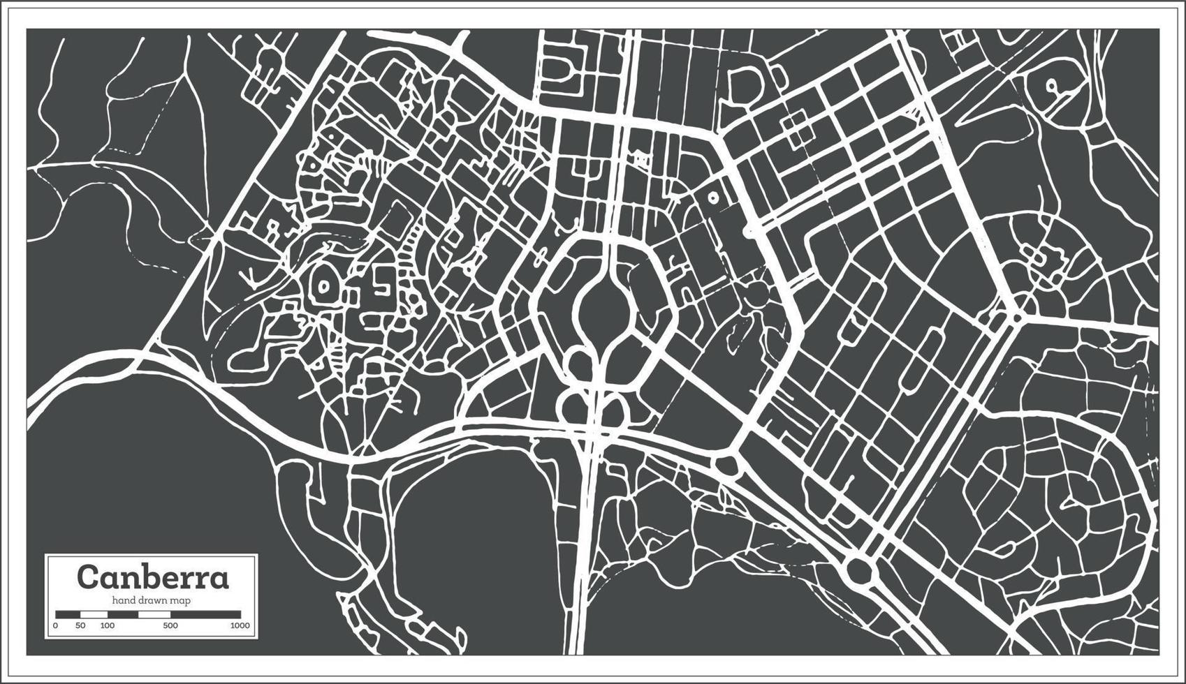 Canberra Australia City Map in Retro Style. Outline Map. vector