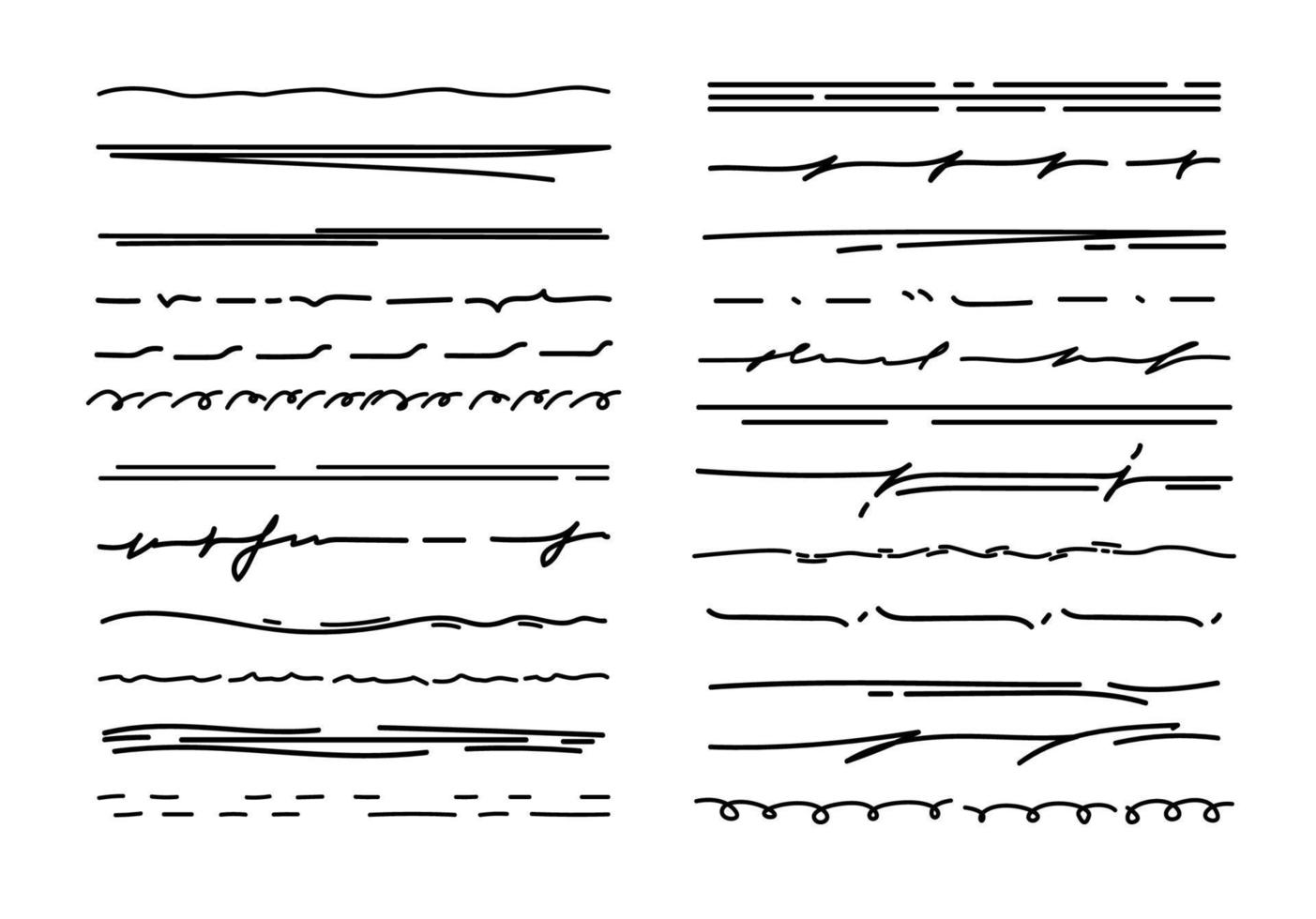 Underline scribble doodle lines, pencil strokes vector