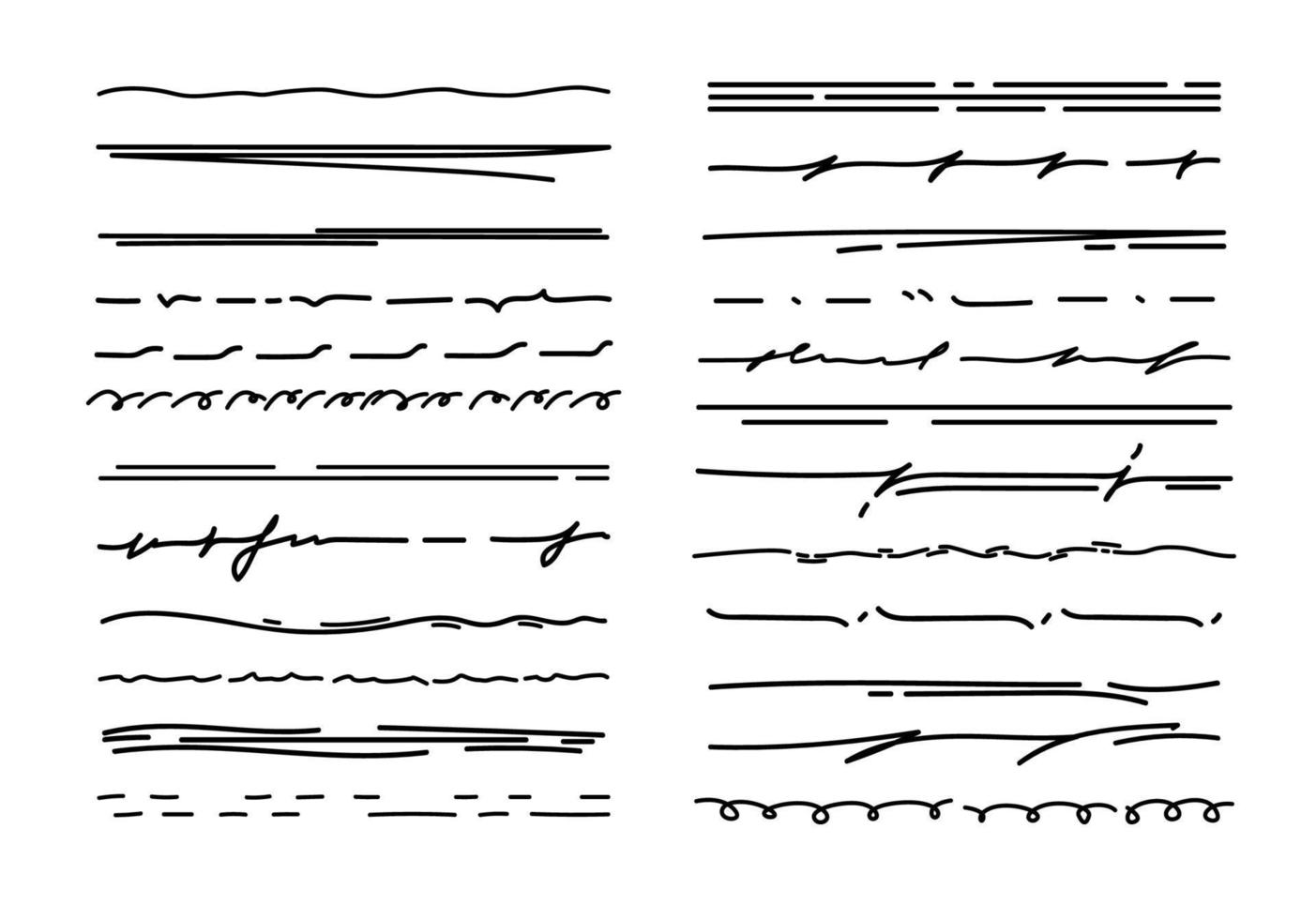 Underline scribble doodle lines, pencil strokes vector