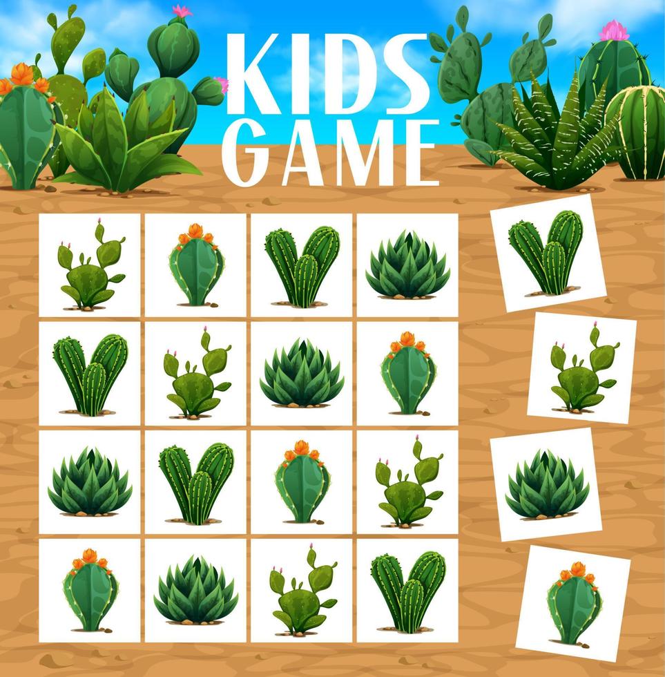 Sudoku game mexican prickly cactus succulents vector