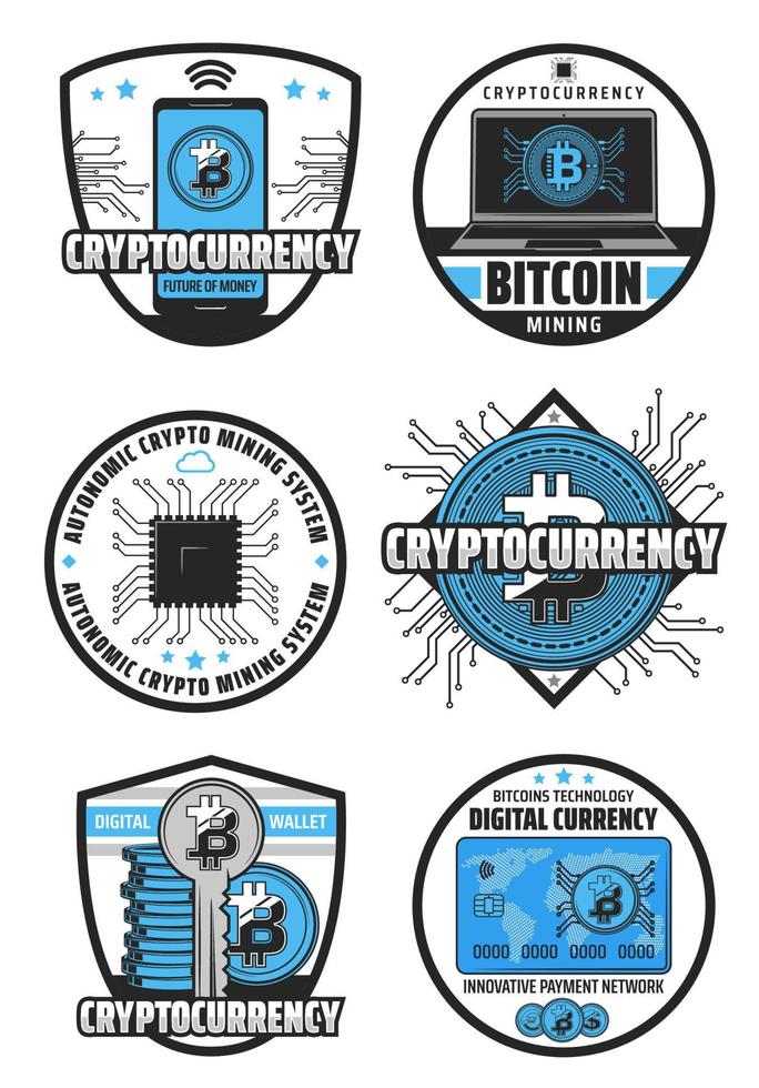 criptomoneda minería bitcoin digital blockchain vector