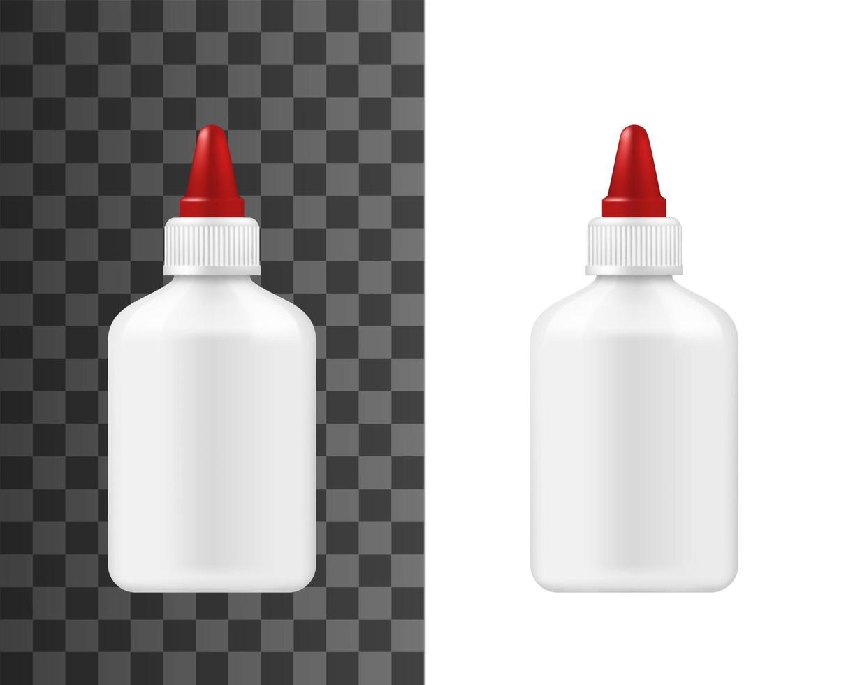 Super glue white plastic bottle, package mockup vector