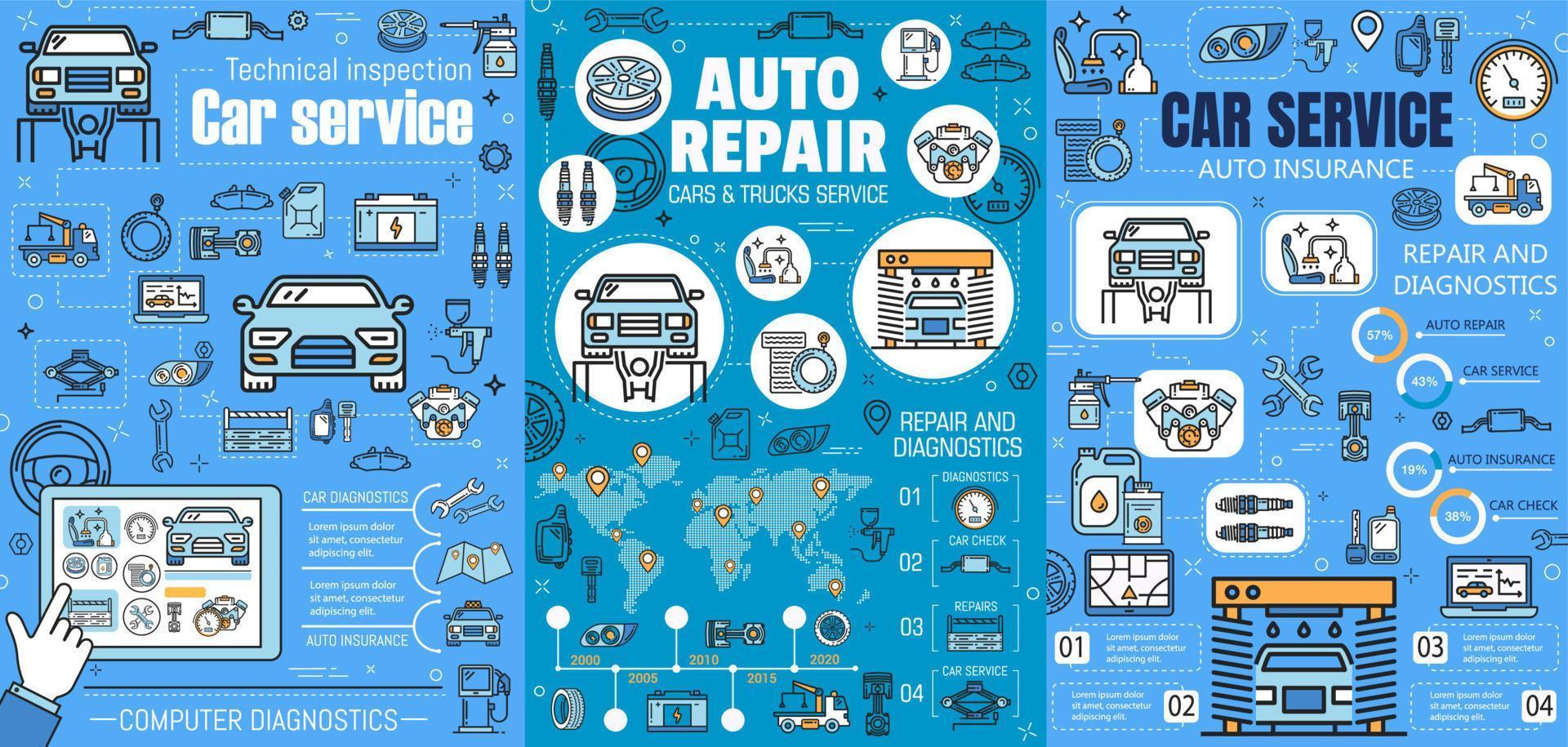 Auto repair, car mechanic maintenance service vector
