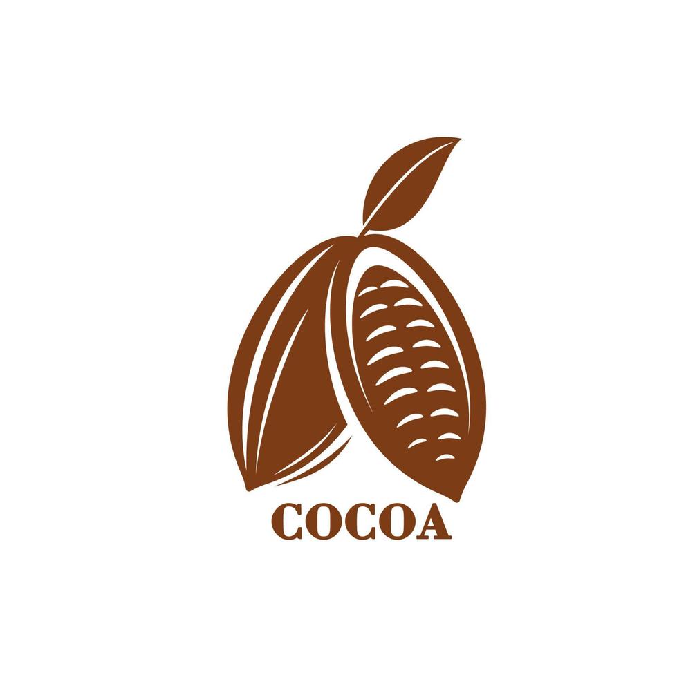 Cacao bean, cocoa graphic icon, symbol or emblem vector