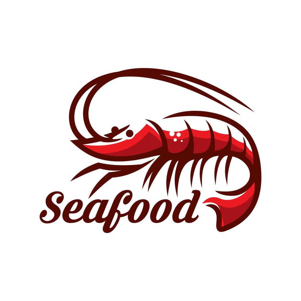 Shrimp seafood icon, restaurant menu symbol vector