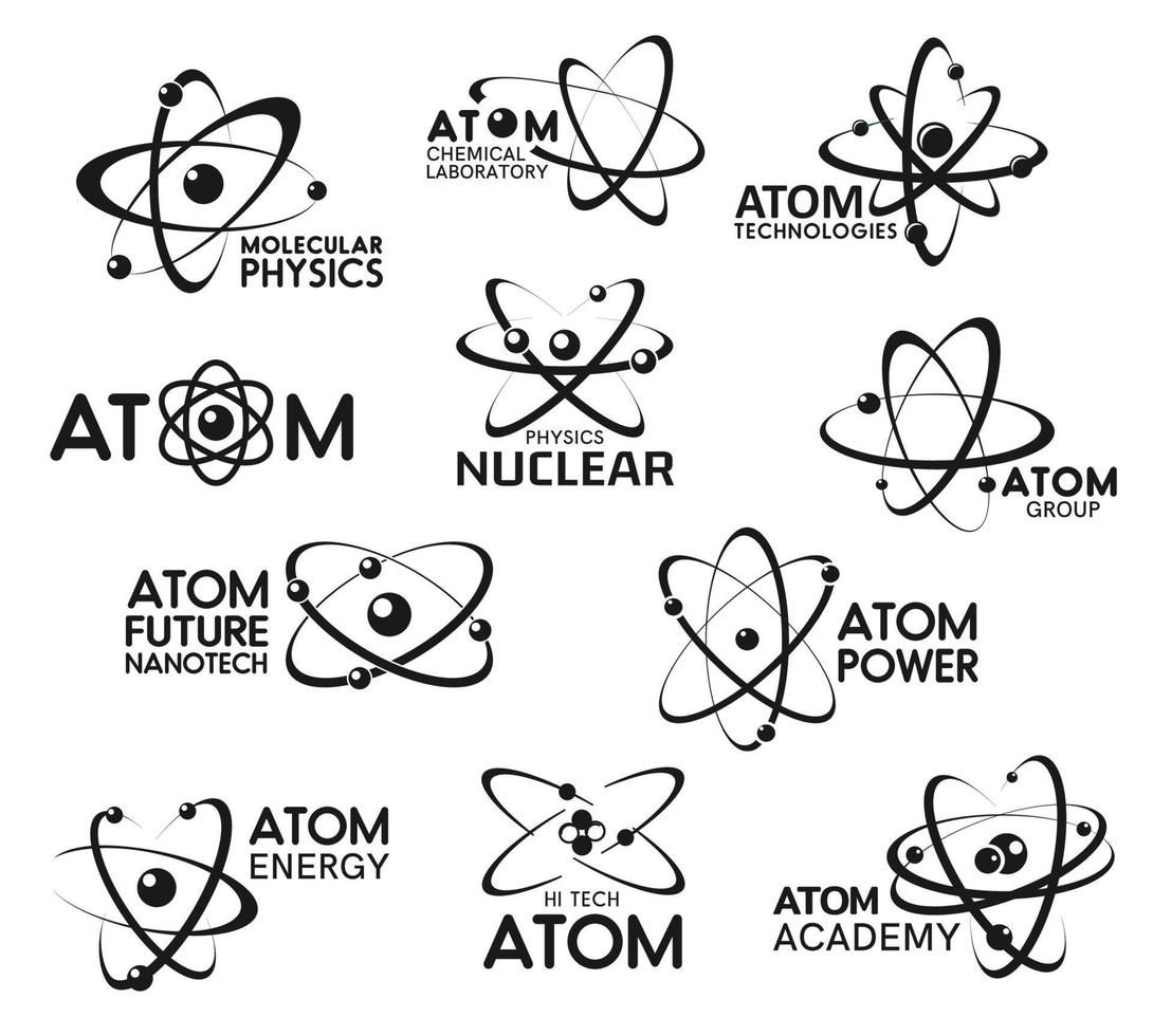 átomo, física nuclear y tecnología molecular vector