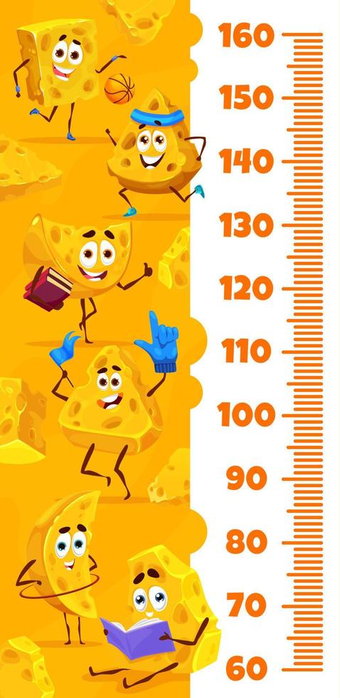 Kids height chart cartoon maasdam and gouda cheese vector