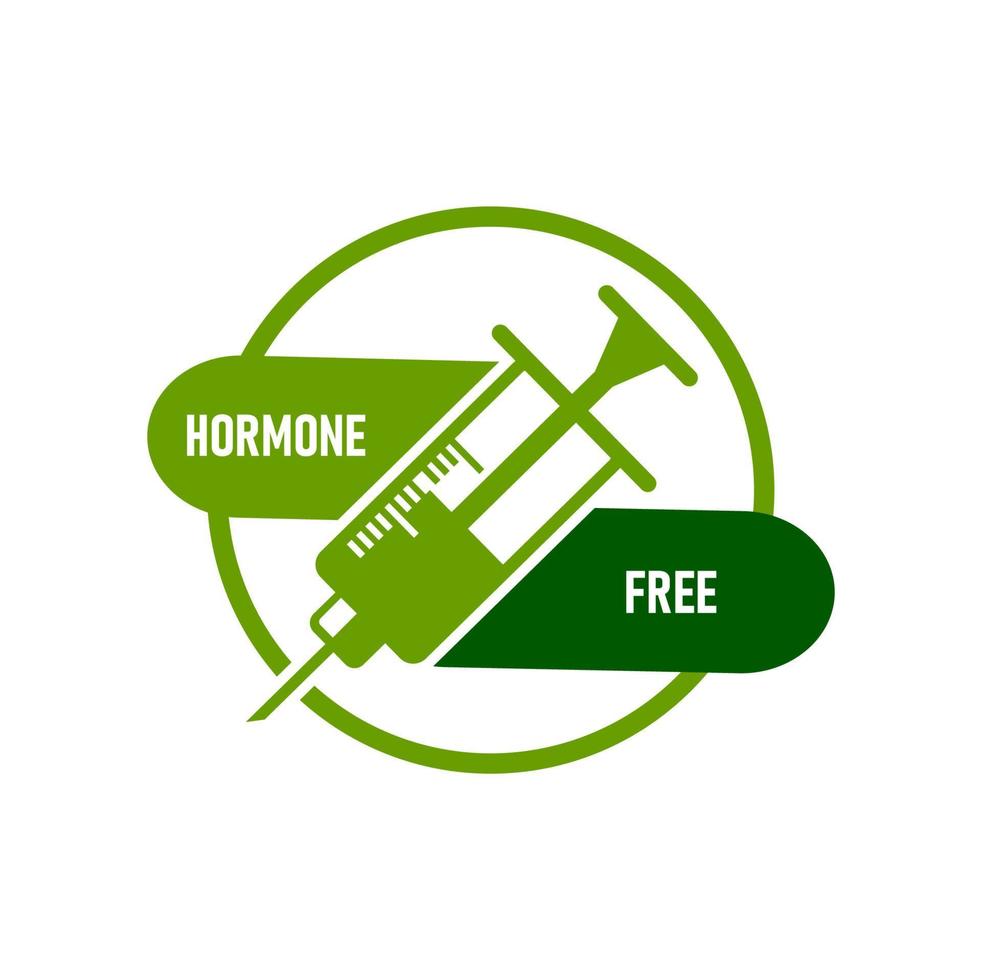 Hormone free certified product icon with syringe vector