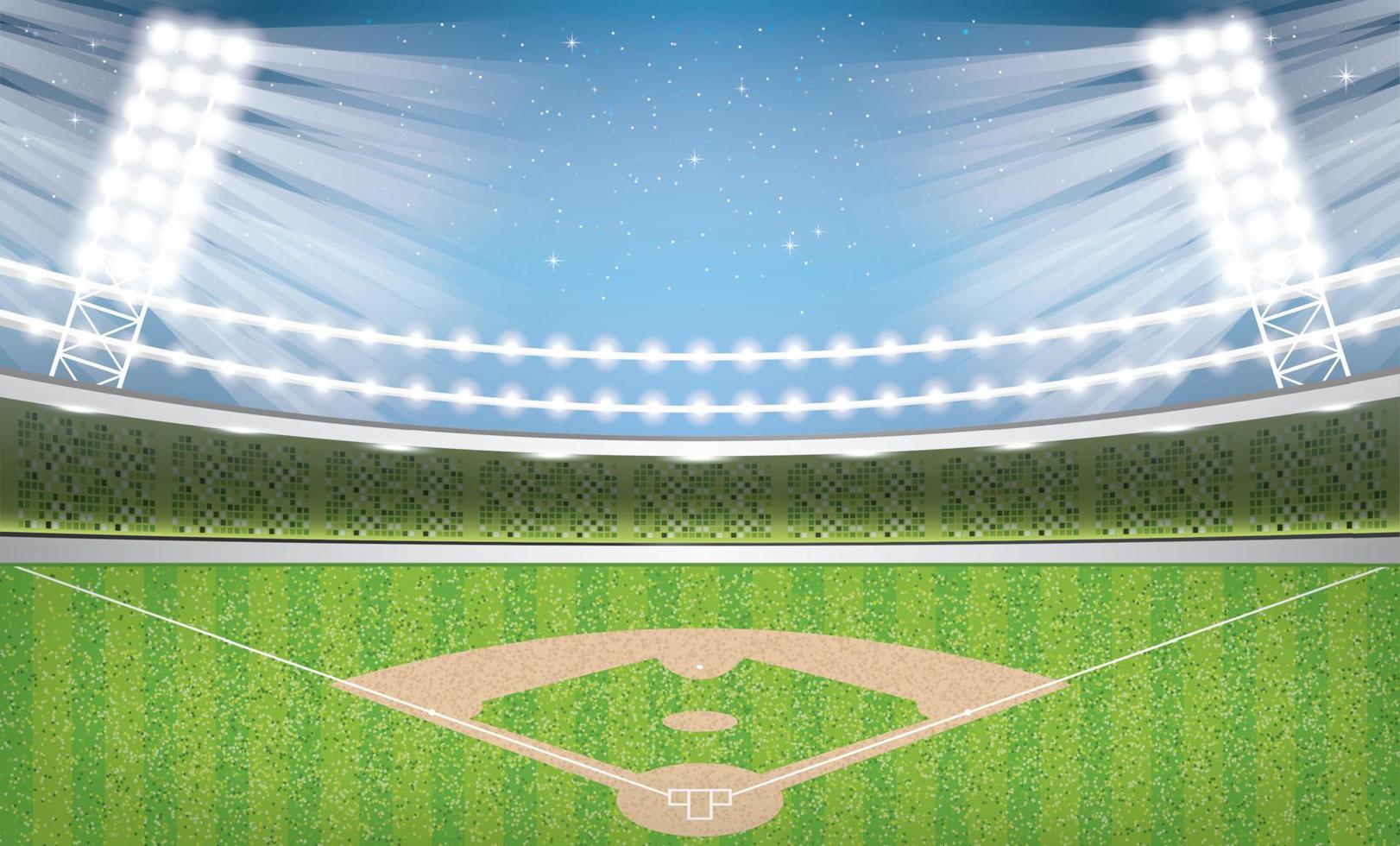 Baseball Stadium with Neon Lights. Arena. vector