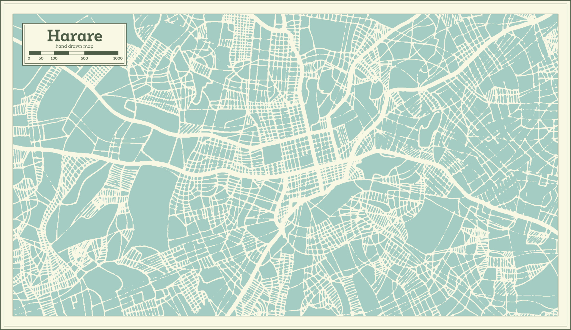 Harare Zimbabwe City Map in Retro Style. Outline Map. 17275082 Vector