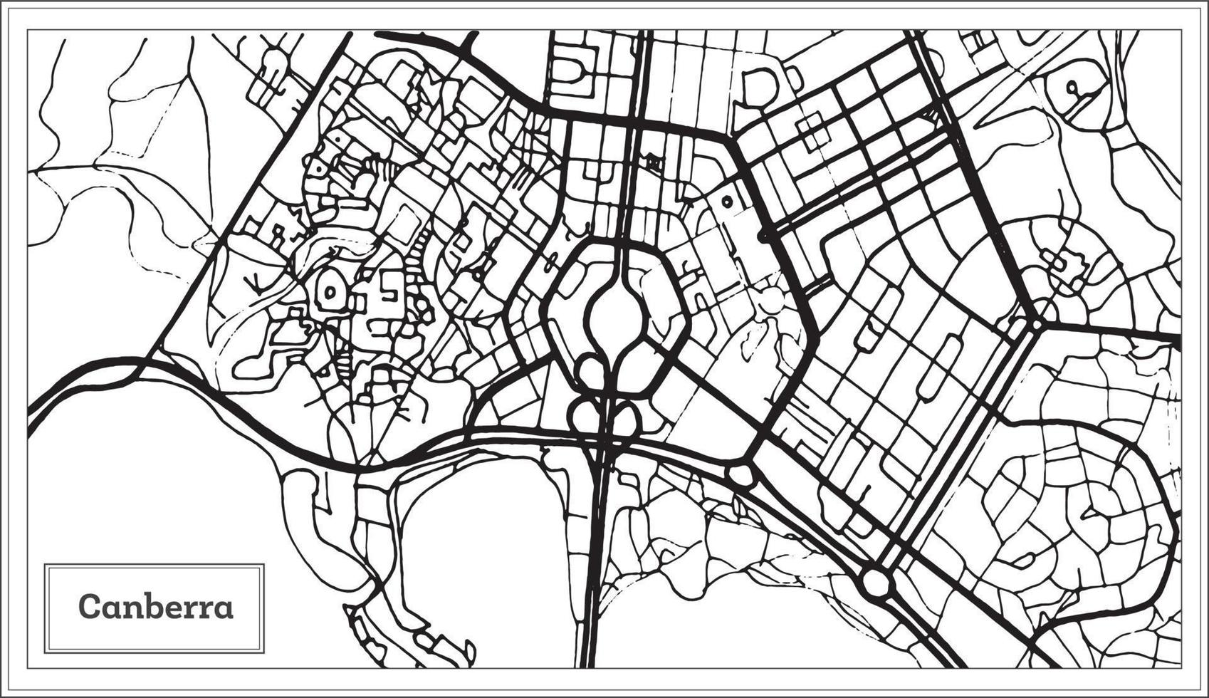 Canberra Australia City Map in Black and White Color. vector