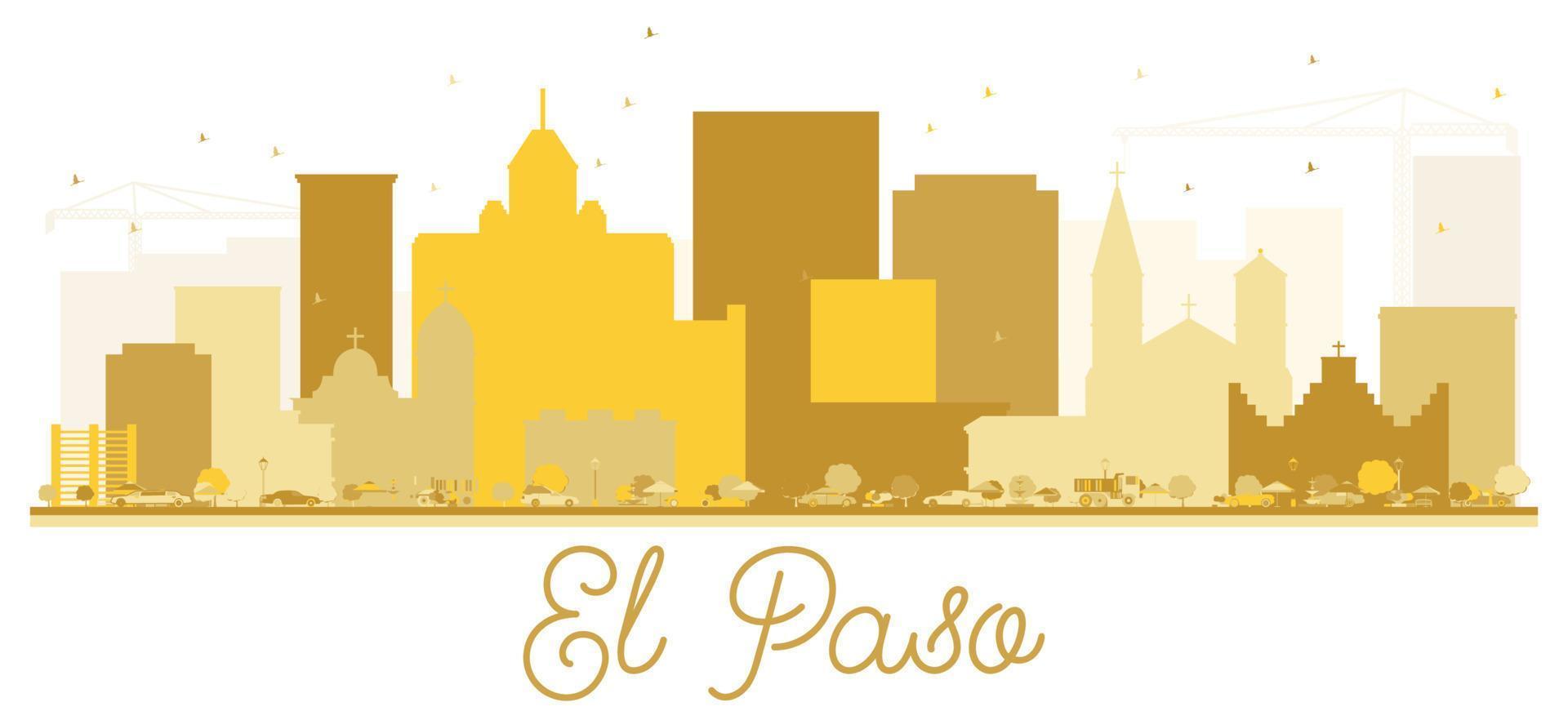 El Paso Texas USA City skyline Golden silhouette. vector