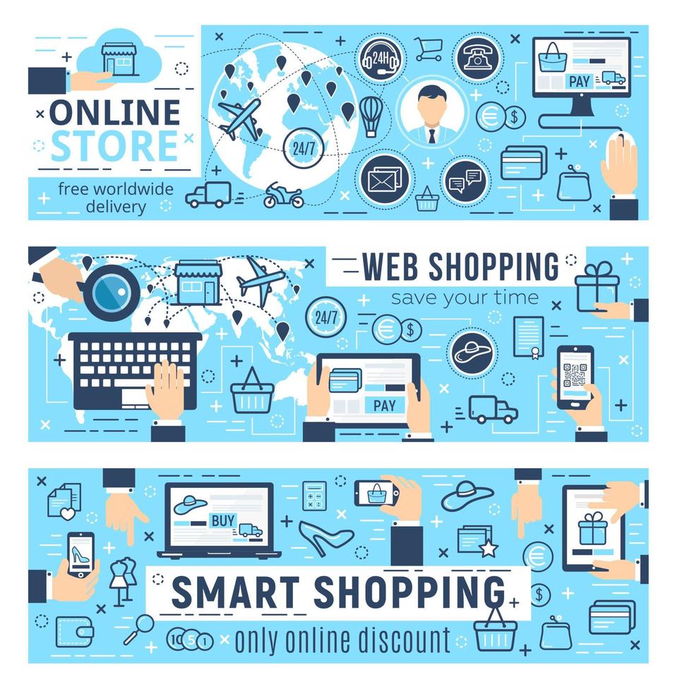 Web shopping e-commerce infographics, vector