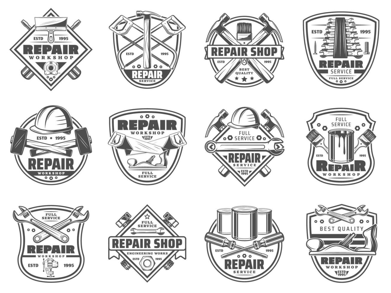 Home repair work tools and instruments icons vector