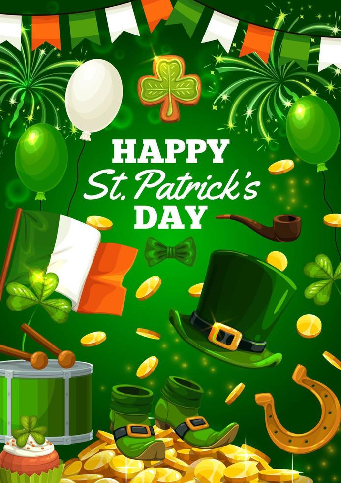 Saint Patricks day symbols, Irish spring holiday vector