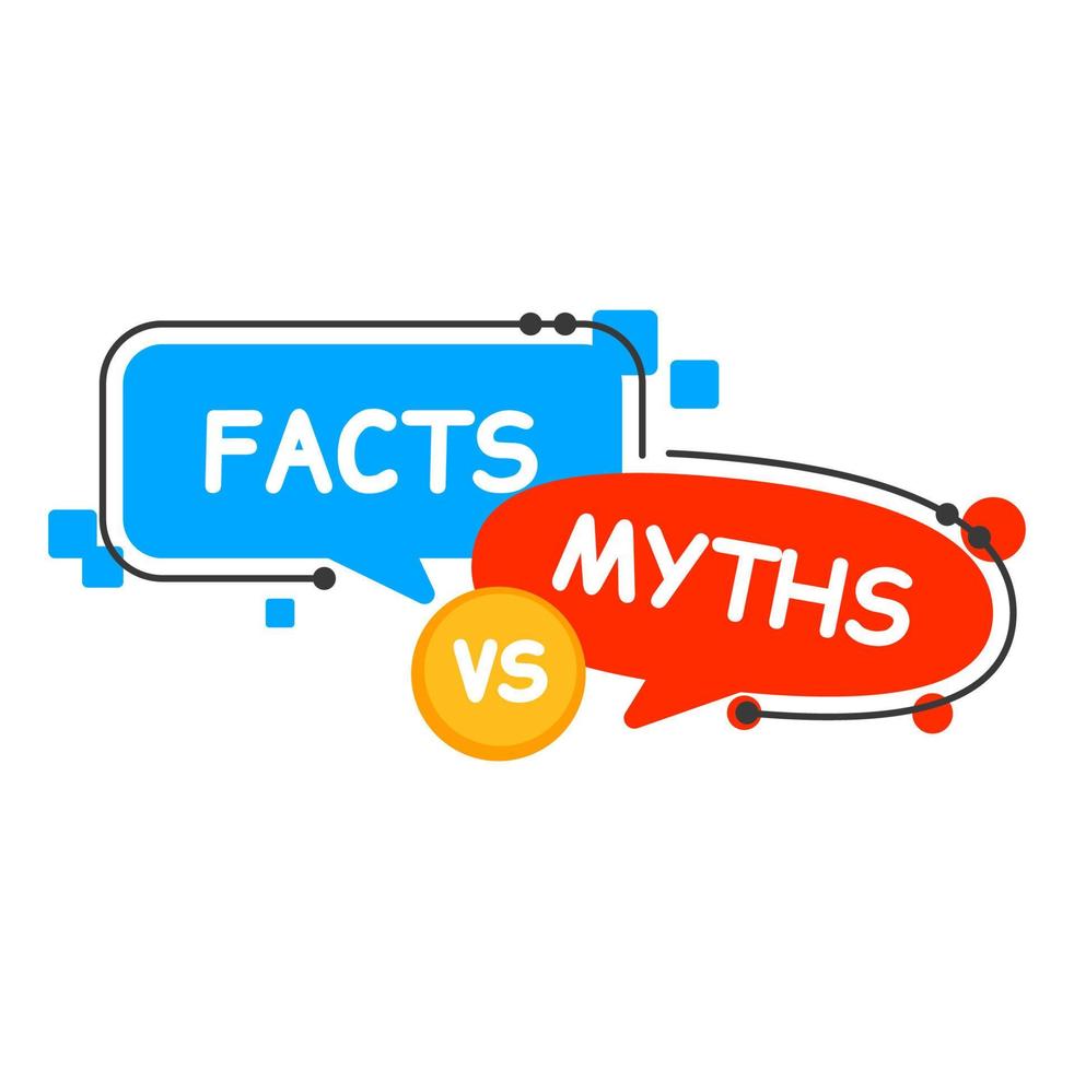 Myths vs facts icon. Truth and false speech bubble vector