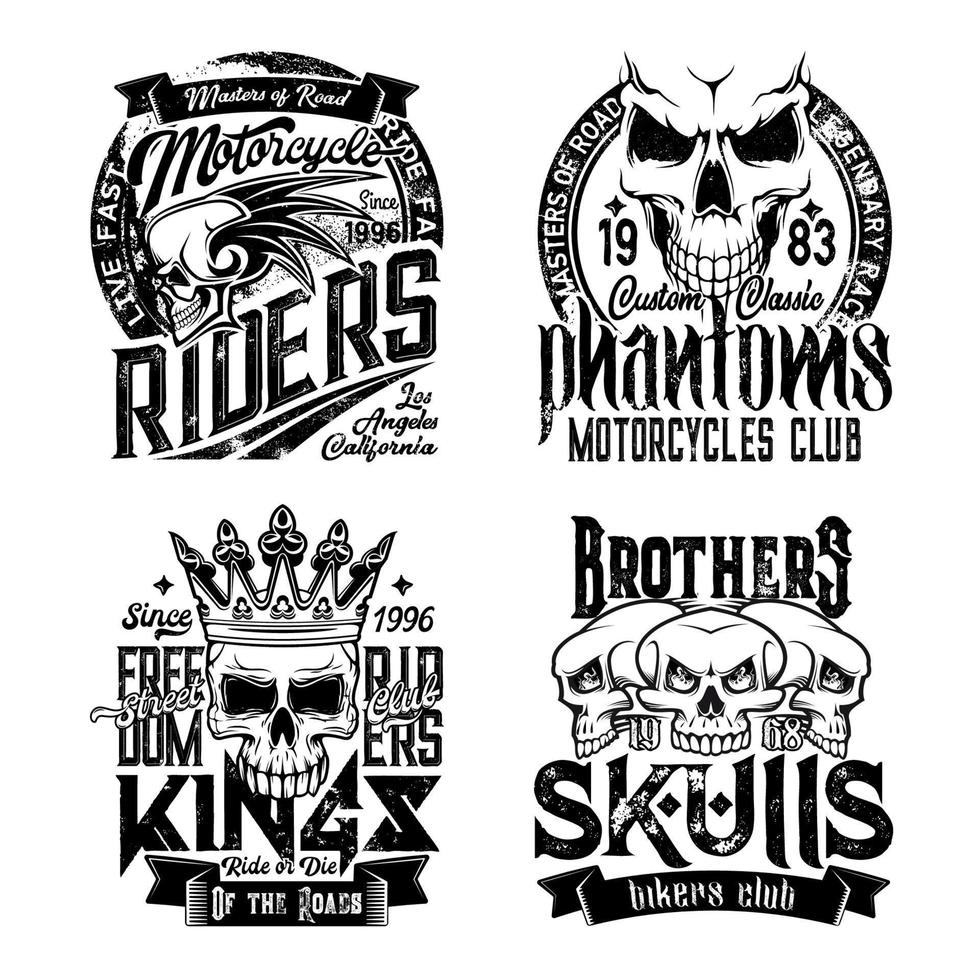 Skull t-shirt prints isolated vector