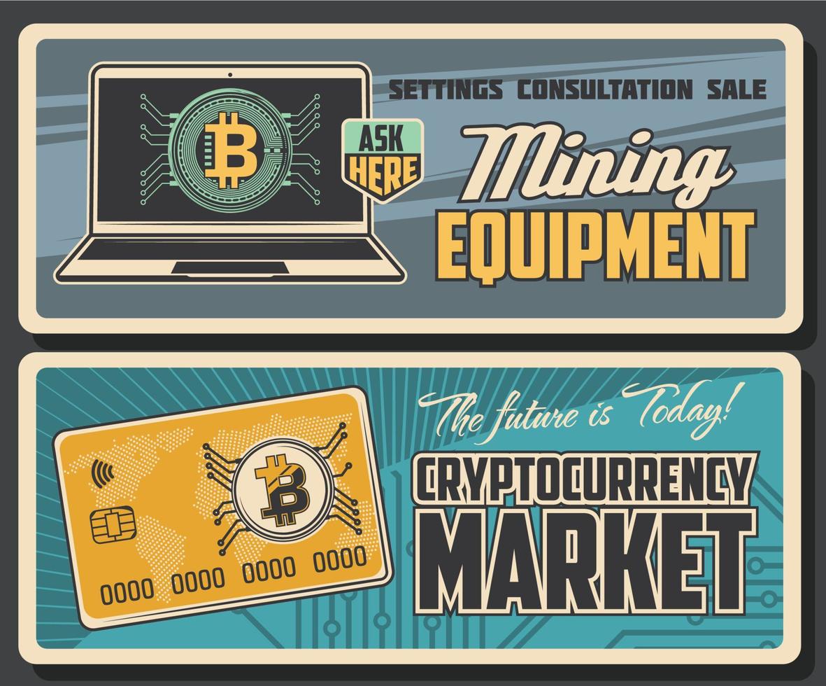 tecnología de minería y criptomoneda bitcoin vector