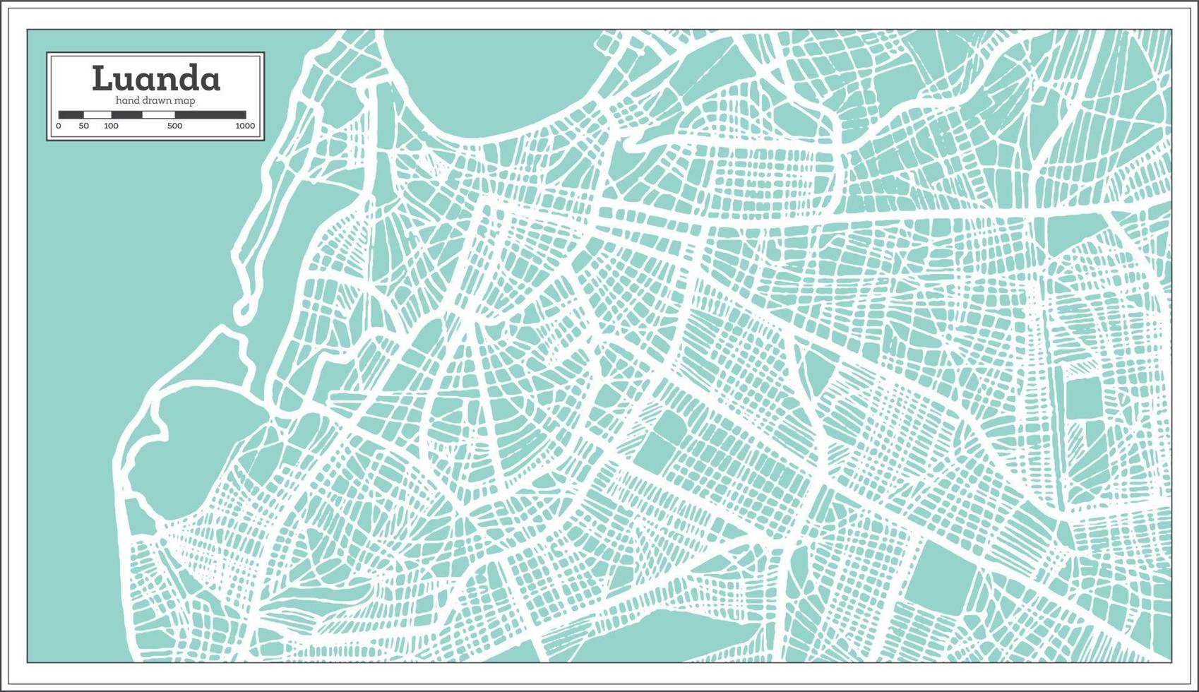 mapa de la ciudad de luanda angola en estilo retro. esquema del mapa. vector