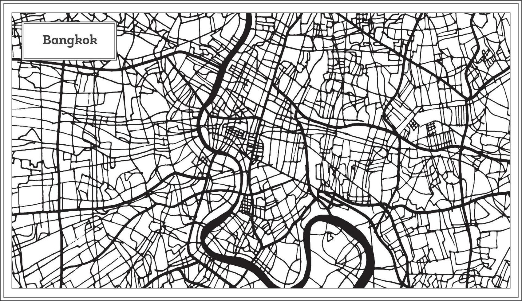 Bangkok Thailand City Map in Black and White Color. vector