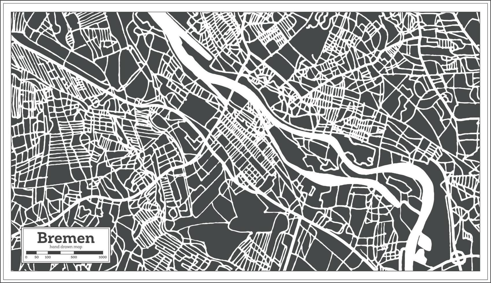 Bremen Germany City Map in Retro Style. Outline Map. vector