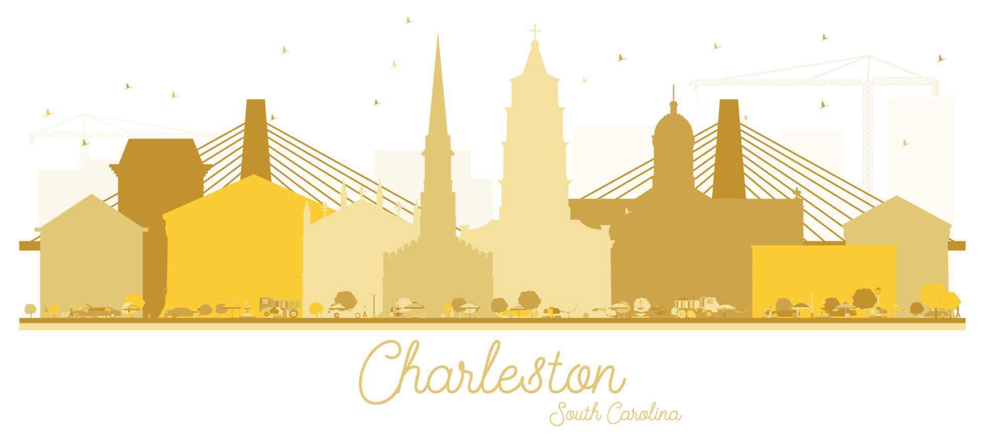 silueta dorada del horizonte de la ciudad de charleston carolina del sur. vector