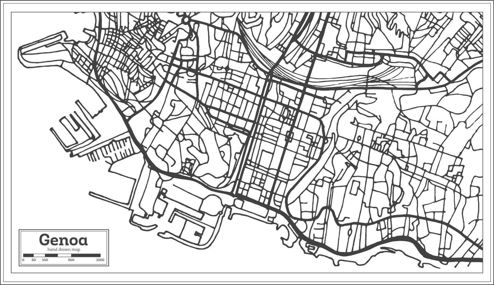 Genoa Italy City Map in Retro Style. Outline Map. vector