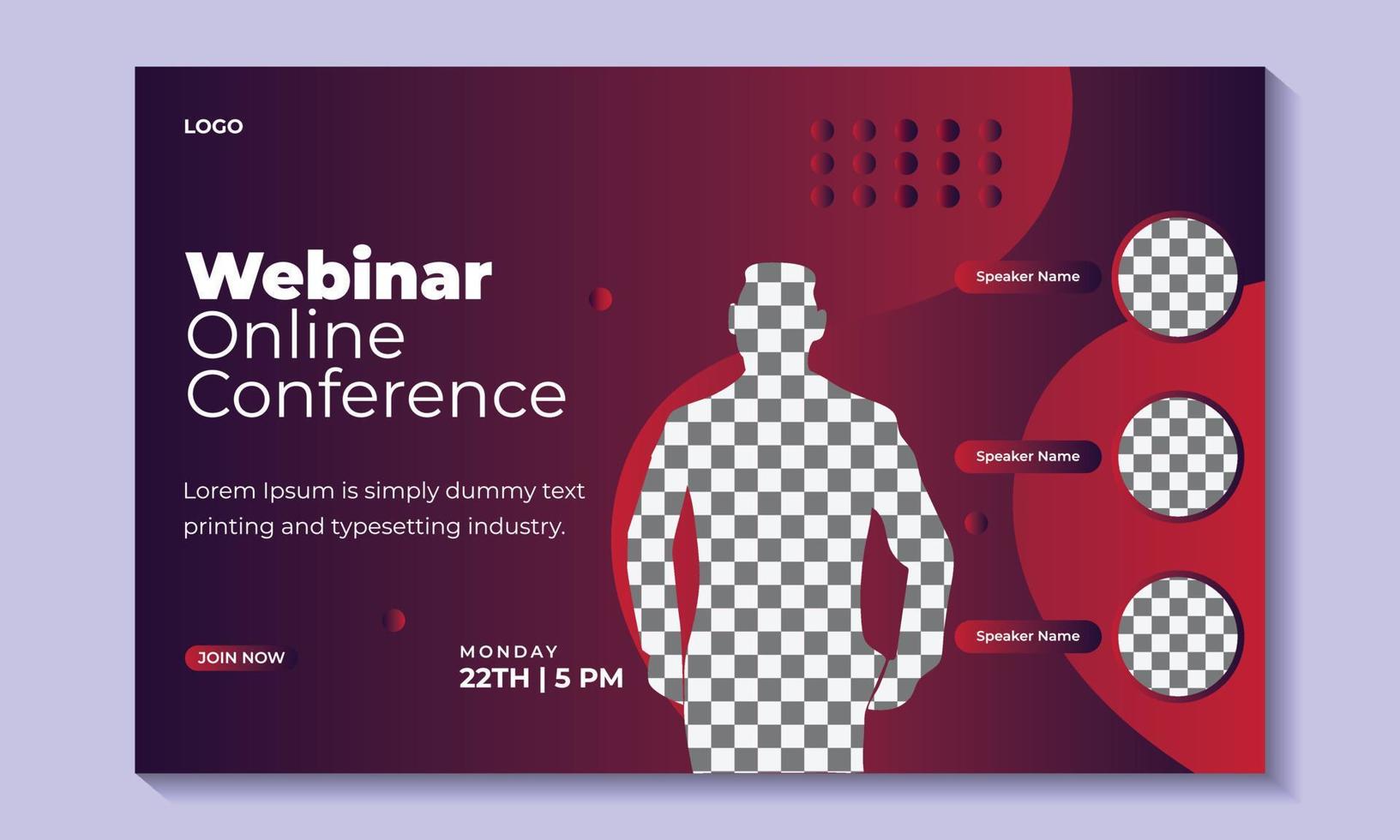 Business webinar invitation banner design template.Online corporate business webinar conference web banner or live conference webinar banner design. vector