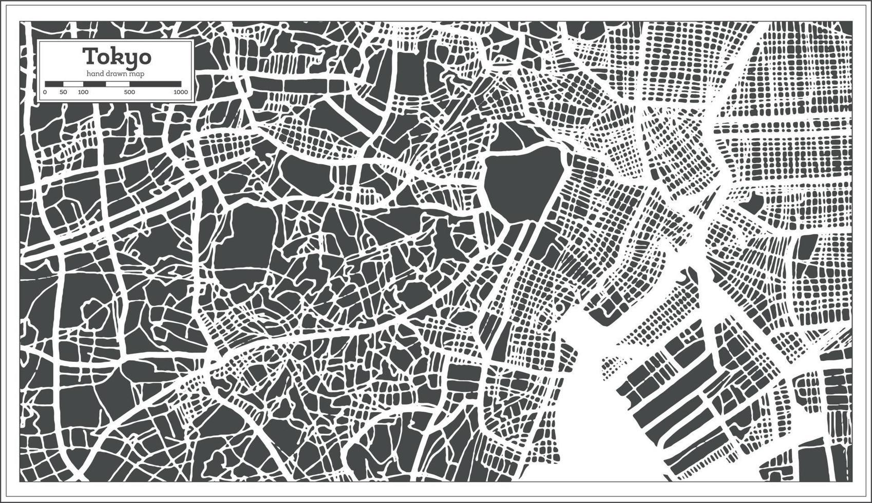 mapa de la ciudad de tokio japón en estilo retro. esquema del mapa. vector