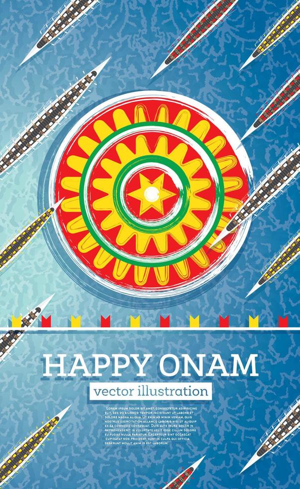 Onam Boat Festival Background. South India Kerala Festival. vector