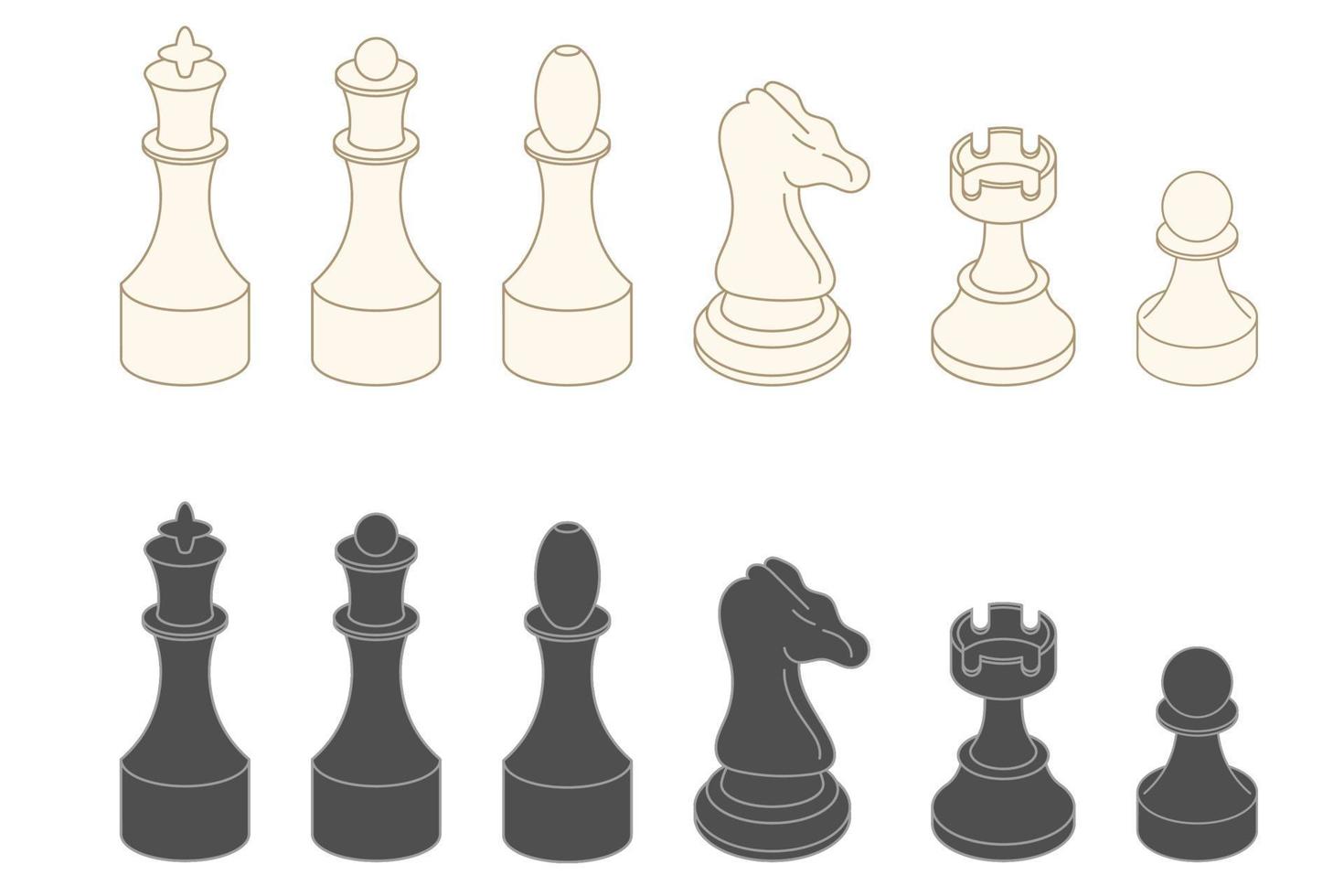 Chess pieces set. Isolated on white background. vector