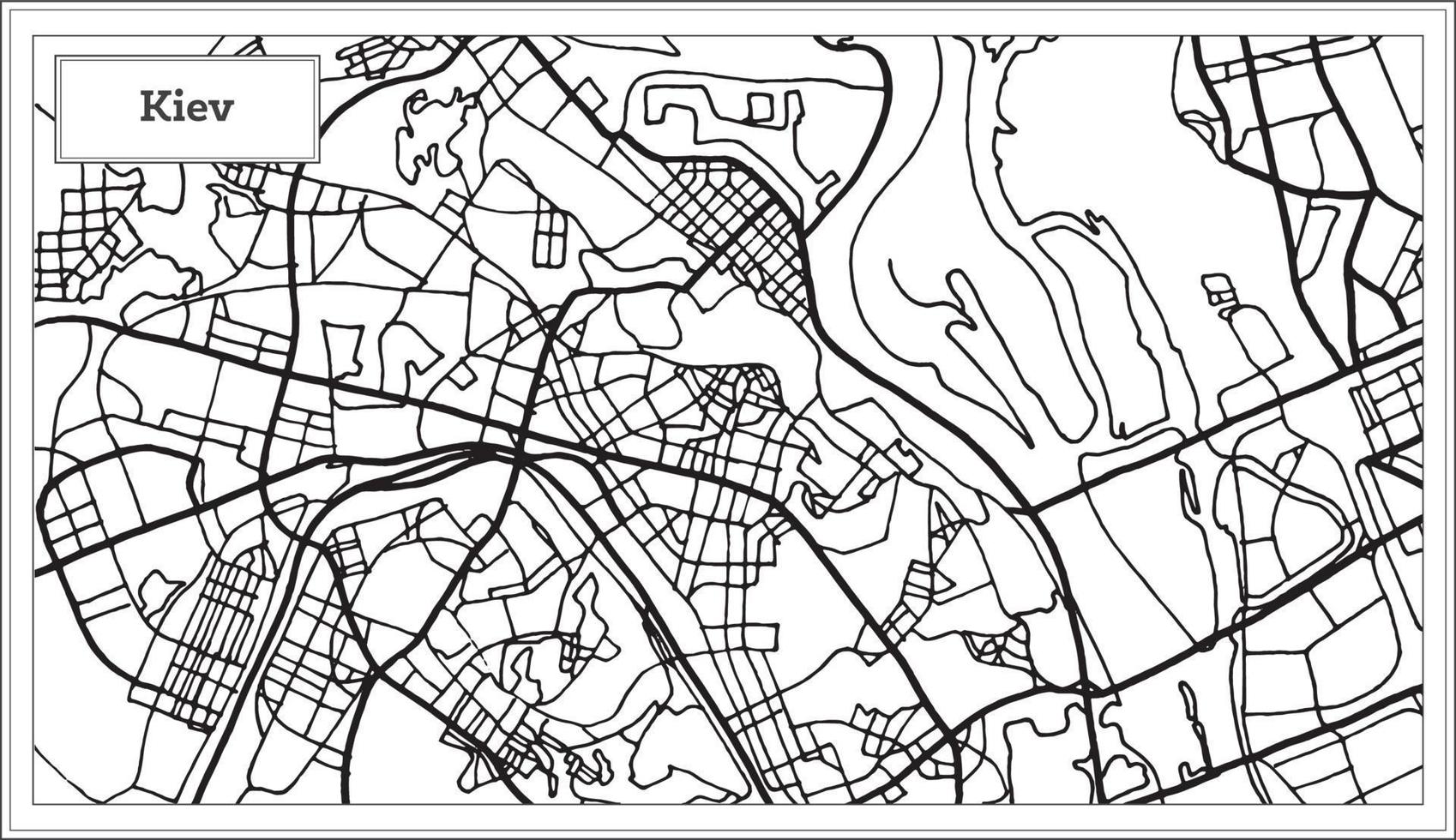 Kiev Ukraine Map in Black and White Color. vector