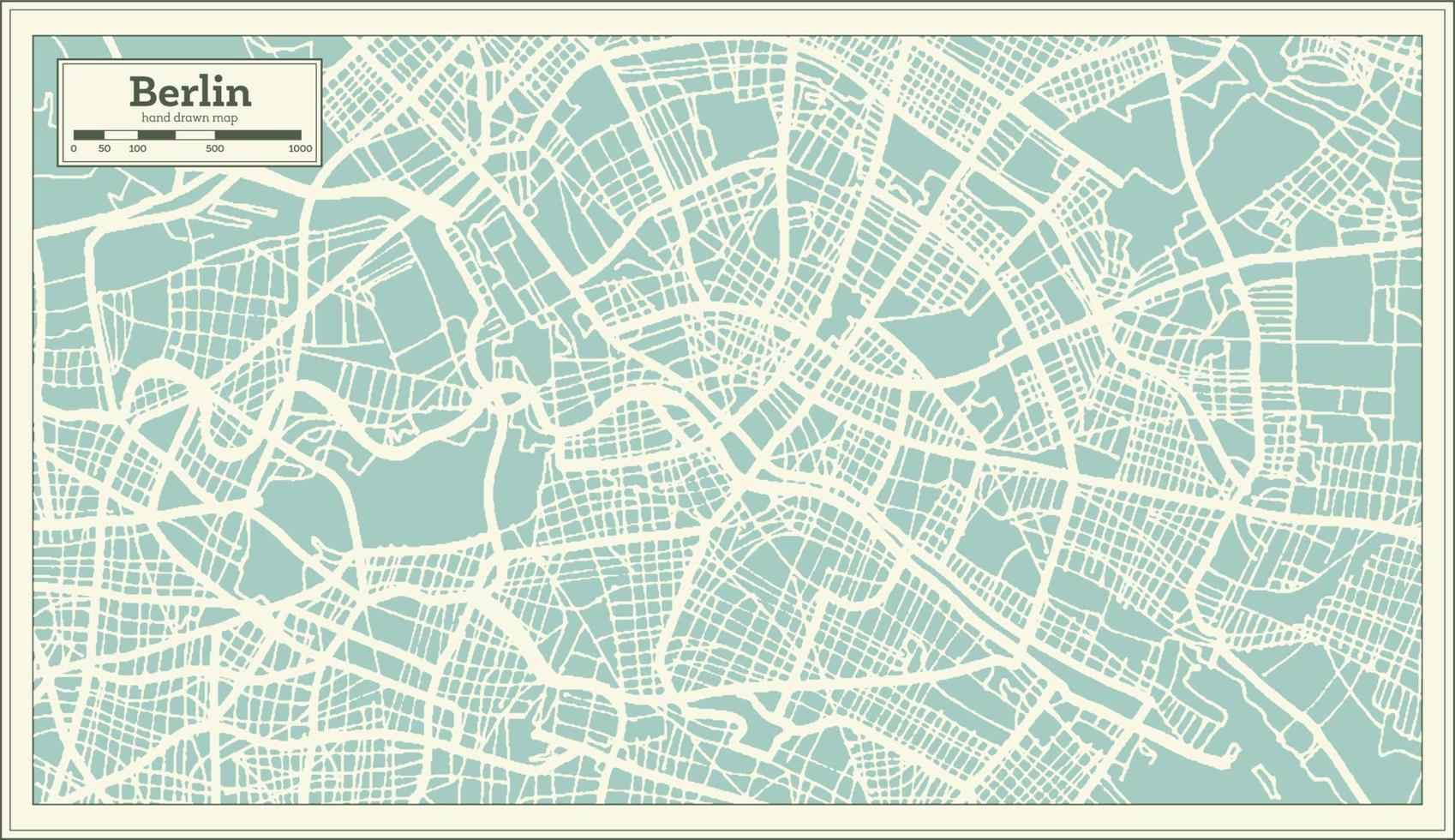 Berlin Germany City Map in Retro Style. Outline Map. vector