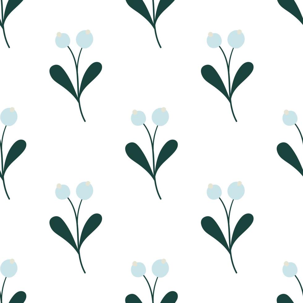 Christmas floral seamless pattern. Winter nature background with mistletoe sprigs. vector