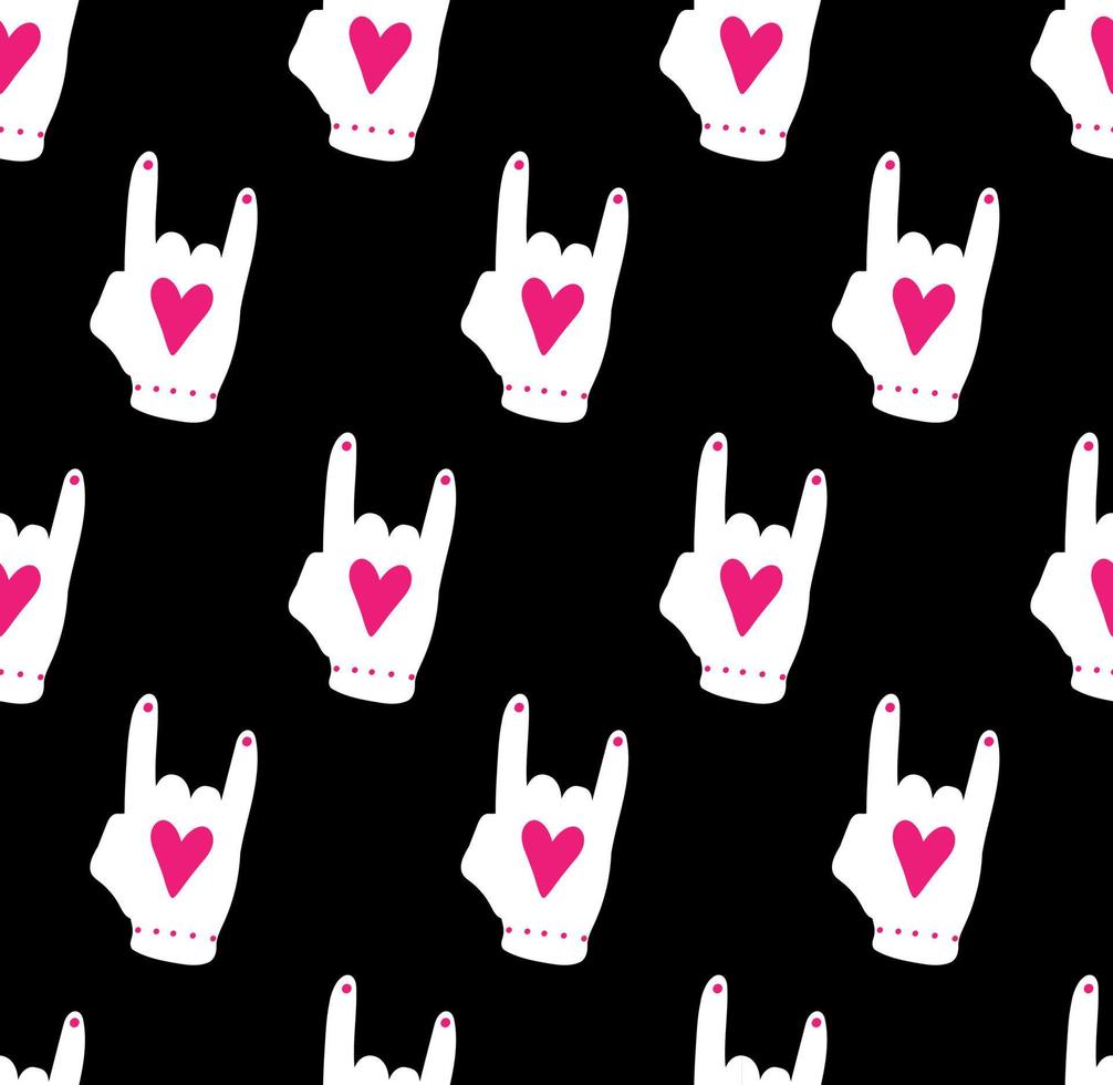 Rock on. Seamless pattern on the black background vector