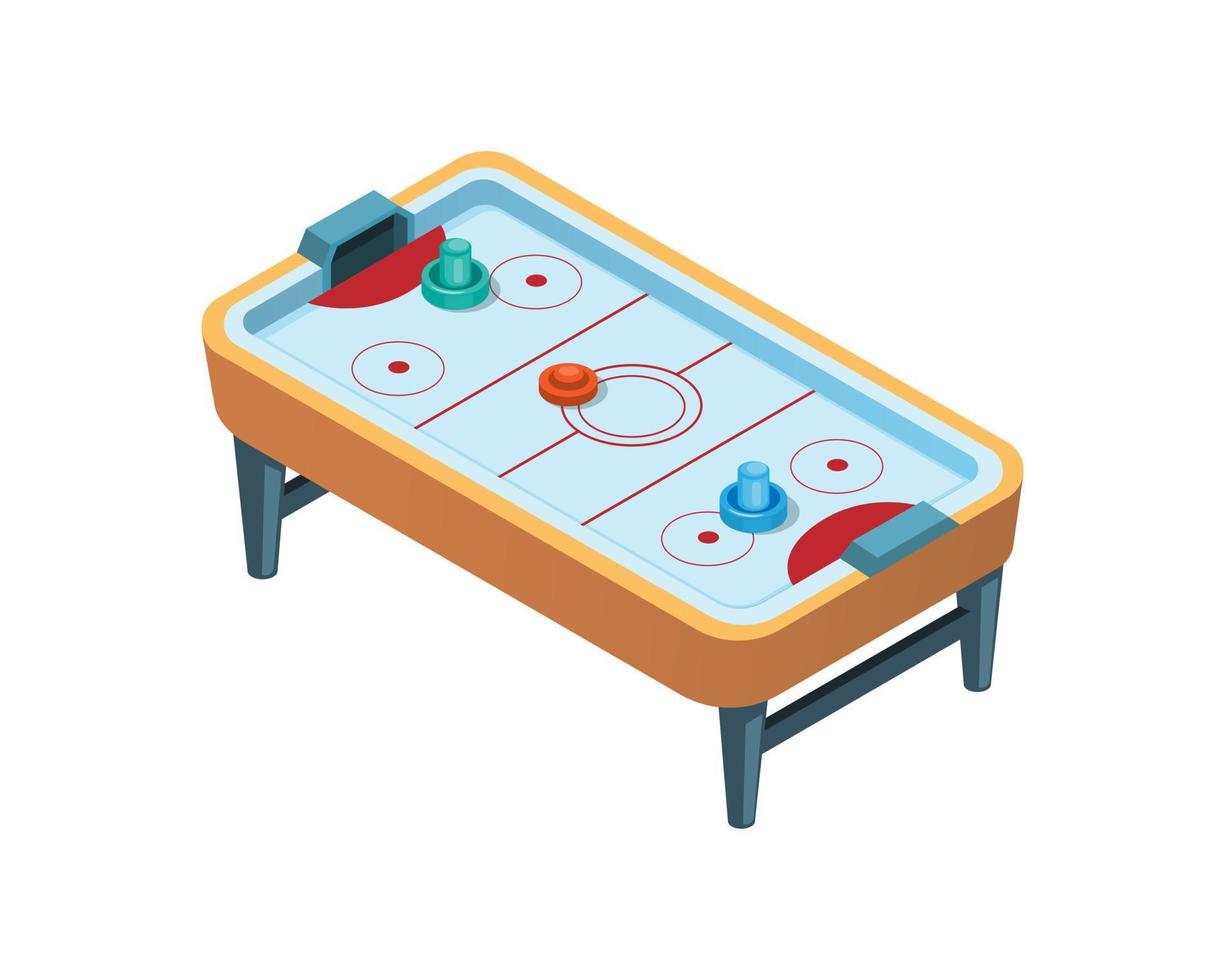 Air hockey table arcade game isometric illustration vector