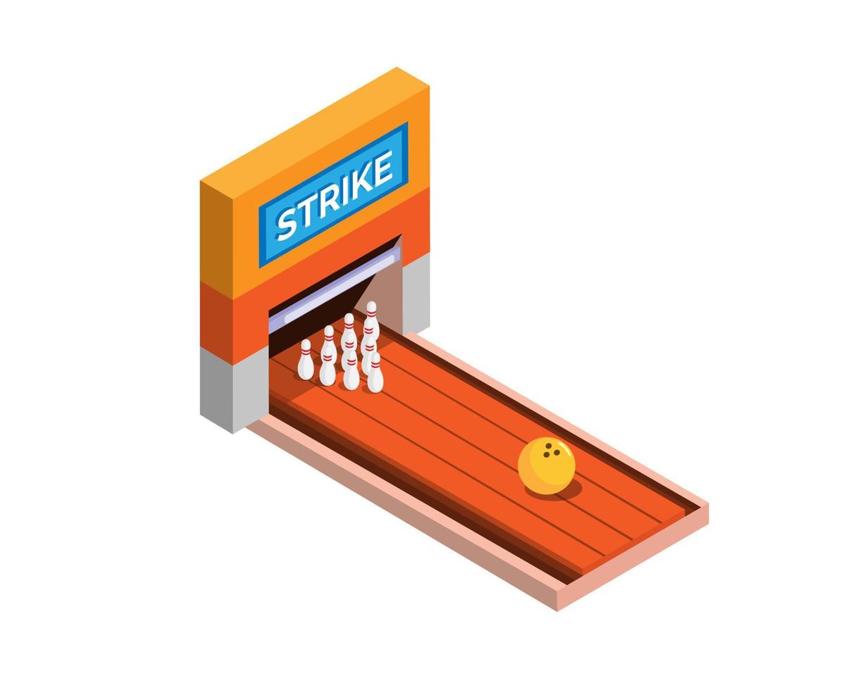 Bowling game isometric illustration vector