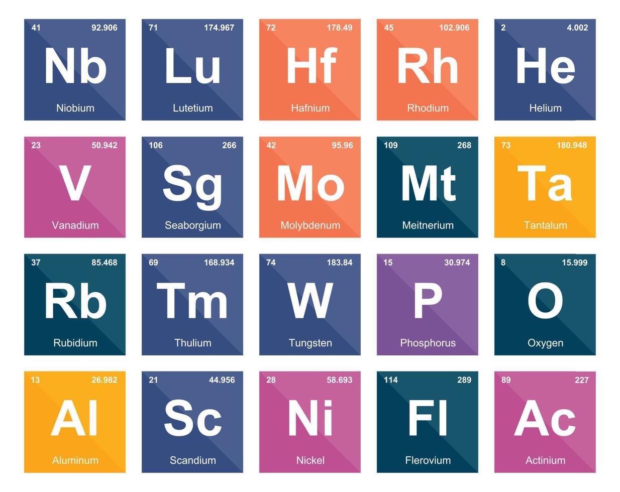 20 Preiodic table of the elements Icon Pack Design vector