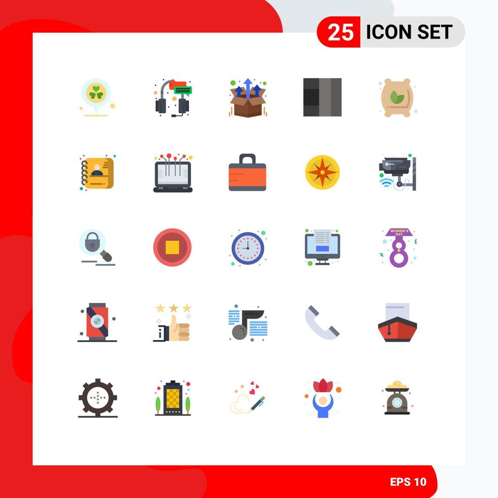 User Interface Pack of 25 Basic Flat Colors of flour sack flour headset wireframe up Editable Vector Design Elements